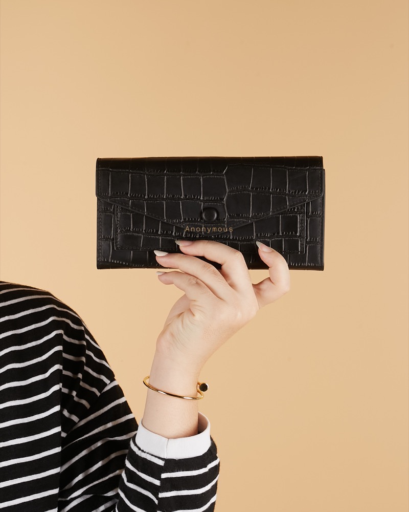 Anonymous Milly Envelope Long Wallet Croco Embosse Leather No Brand (Dompet Kulit)