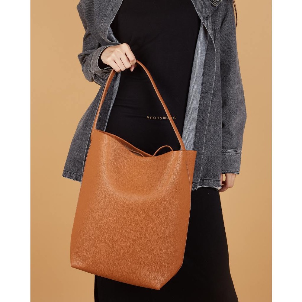 Anonymous Mica Tote Bag Large Grained Leather No Brand (Tas Kulit)